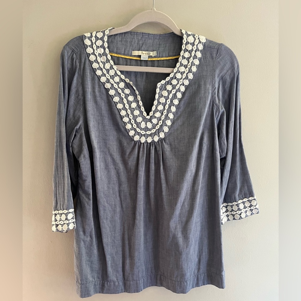 Boden chambray ric rack detailed tunic size 10